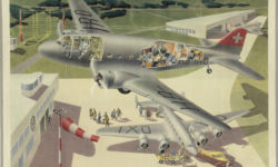 Blick auf und in ein Flugzeug im Jahr 1941.